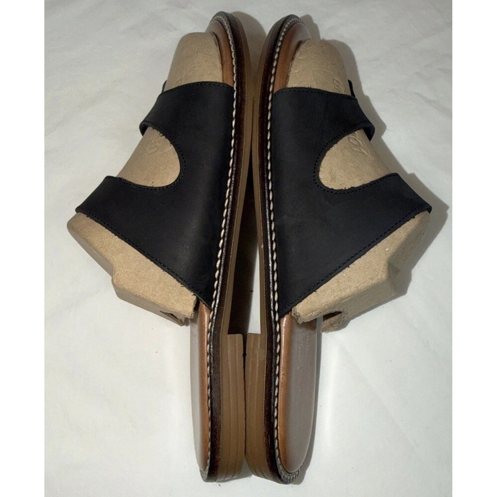 Coach And Four Black Leather Slip-On Slide Sandals Women Flat Rubber Sole Sz 9 - Picture 3 of 6